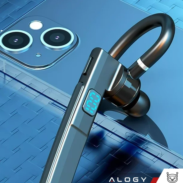 Bezdrôtový headset Bluetooth 5.3 na hovory, headset do auta s LED displejom Alogy Black
