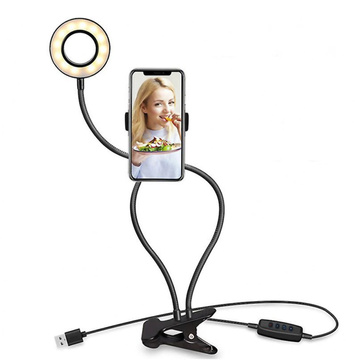 Фотографічний світлодіодний кільцевий ліхтар для селфі. Тримач телефону Alogy Чорний