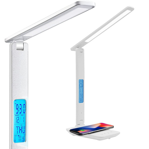 Stolná LED lampa Alogy, indukčná Qi 10W nabíjačka s bielym displejom