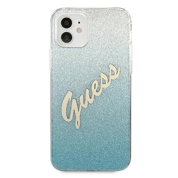 Guess GUHCP12SPCUGLSBL iPhone 12 mini 5,4" niebieski/blaues Hardcase Glitter Gradient Script