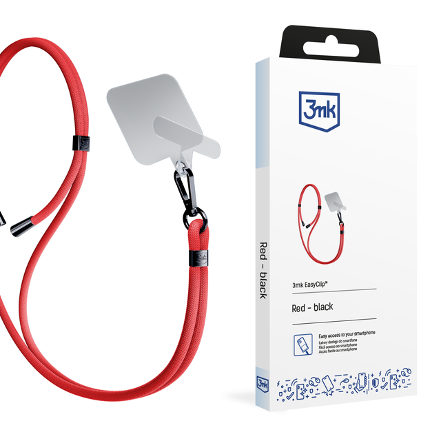 Univerzálna šnúrka pre smartfón 3mk EasyClip Red (čierna)