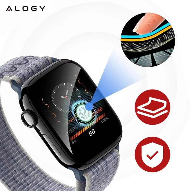 Hybridné sklo pre Apple Watch 10 46mm Alogy 3D sklo s čiernym rámom