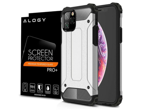 Etui Alogy Hard Armor do Apple iPhone 11 Pro srebrne + Szkło