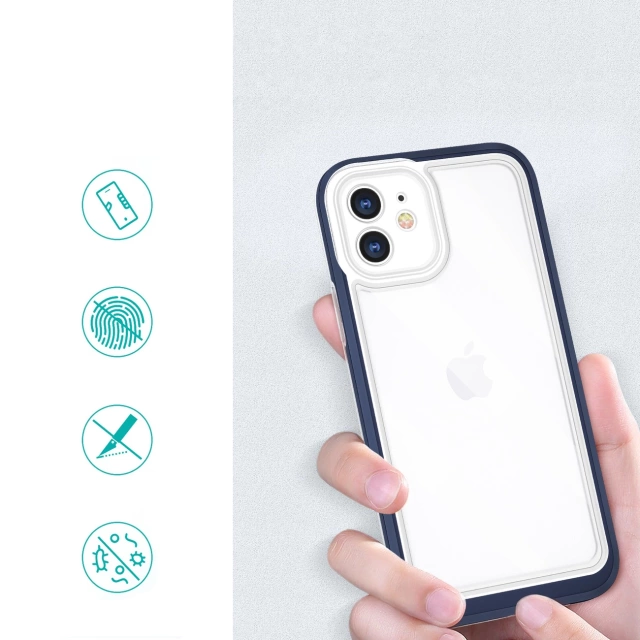 Průhledné pouzdro 3v1 pro iPhone 12 s modrým rámečkem, gelový kryt