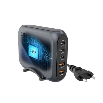 Forcell GaN III Desktop Charger 200W 3xUSB-C 2xUSB-A PD QC SFC