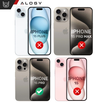 Puzdro pre iPhone 15 Pro Housing Case 2x sklo na displej a 2x obrnená šošovka Alogy 360 Hybrid Set 5v1 čierna a priehľadná