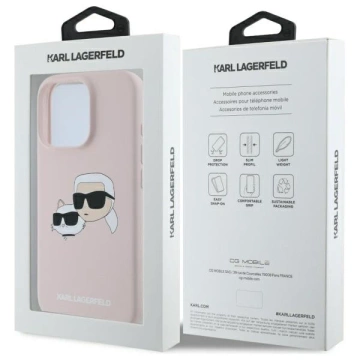 Etui Karl Lagerfeld Silicone Double Heads Print MagSafe do iPhone 16 Pro Max Pink