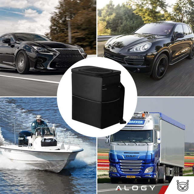 Auto-Mülleimer-Organizer, Mini-Mülleimer für Kopfstütze, Autositz für Auto, Schwarz, 8 l, Thermotasche Alogy