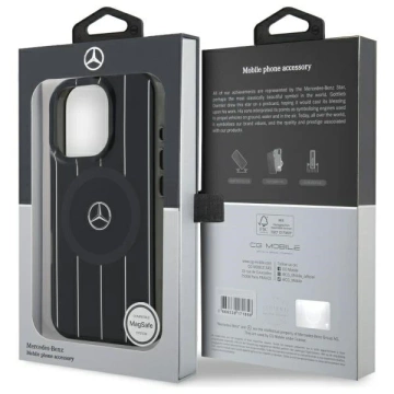 Etui Mercedes na iPhone 16 Pro Max 6,9" Czarny Hardcase MB Double Layer Crossed Lines MagSafe