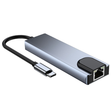Hub adaptér USB V3-HUB 5w1 USB-C šedý
