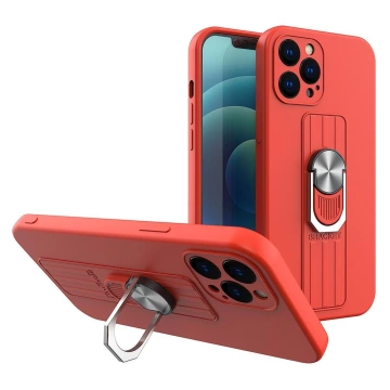 Silikonové pouzdro Ring Case s úchopem a základnou pro iPhone 13 Pro Max červené