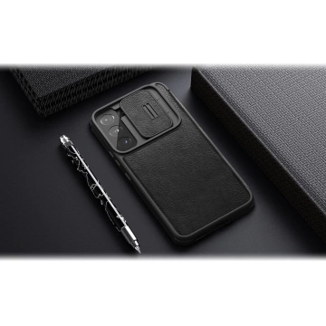 Nillkin Qin Leather Pro Case Cover pro Samsung Galaxy S22 (S22 Plus) Ochranný kryt pouzdra na fotoaparát Flip Cover Hnědý