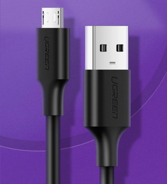 Uzelený kabel USB – micro USB 2.4 A 480 Mb/s 1,5 m černý (US289 60137)