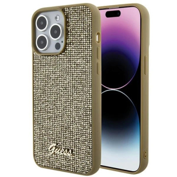 Etui Guess GUHCP15XPMSDGSD na iPhone 15 Pro Max 6,7" zlatý/zlatý pevný obal Disco Metal Script