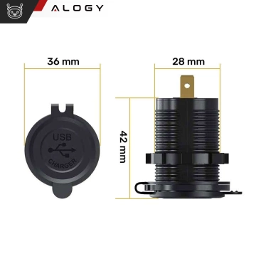 Auto- / Motorrad-Ladegerät Stromversorgung Alogy-Anschlüsse 2x USB QC 3.0 LED