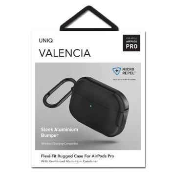 UNIQ Ochranné pouzdro na sluchátka Valencia Case pro Apple AirPods Pro černé/půlnoční černé Antimikrobiální