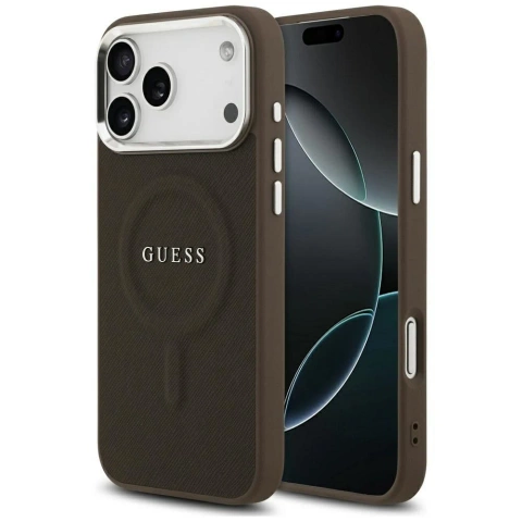 Etui Guess Classic Logo MagSafe na iPhone 17 Pro - Brązowe