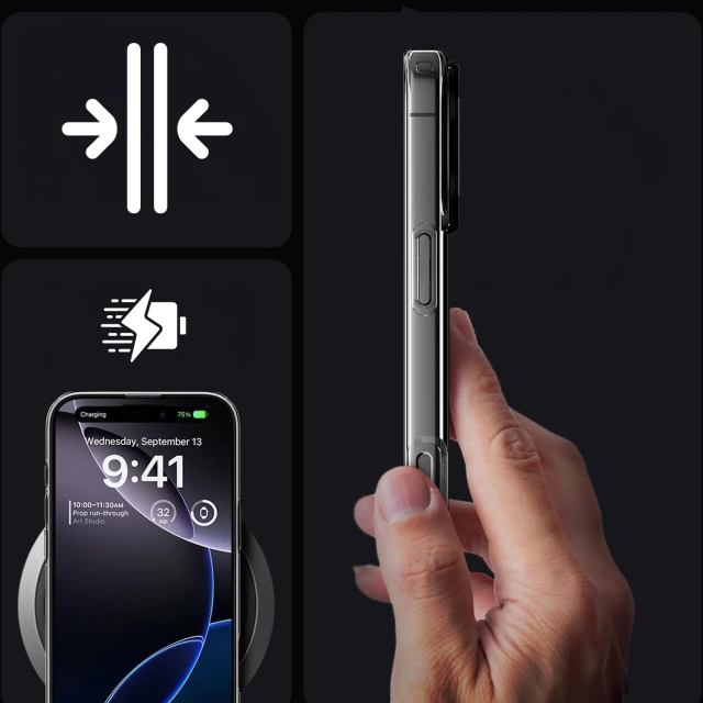 Pouzdro pro iPhone 16 Pro Max Spigen Liquid Crystal Mag Magsafe Ochranné pouzdro na telefon Clear