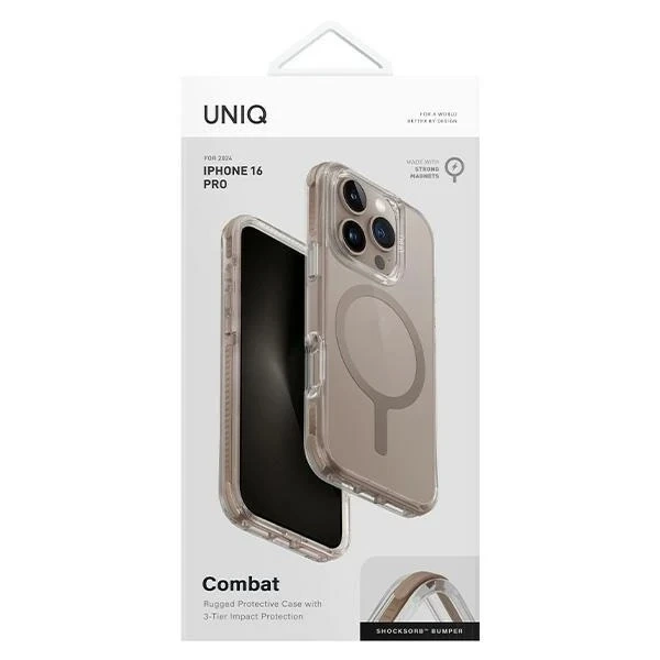 Etui UNIQ Combat für iPhone 16 Pro 6,3" Magclick Charging Złoty/Taupe Gold