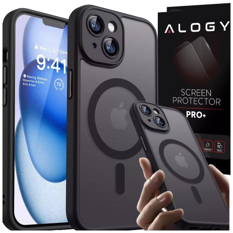 Apple iPhone 14 Case Alogy MagSafe Hybrid Matte Case Matte Cover with Lens Protection Black