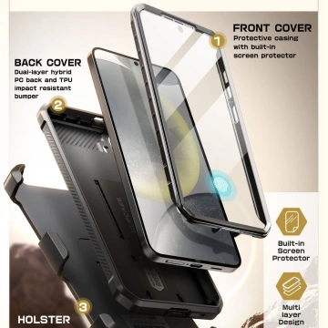 Etui für Samsung Galaxy S25 Plus Supcase Unicorn Beetle Pro 2er-Set Schwarz