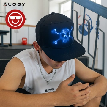 Czapka z daszkiem z oświetleniem LED RGB Piksele bluetooth Alogy PixelCap™ led telefon komórkowy sterowana aplikacją pixel Czarna