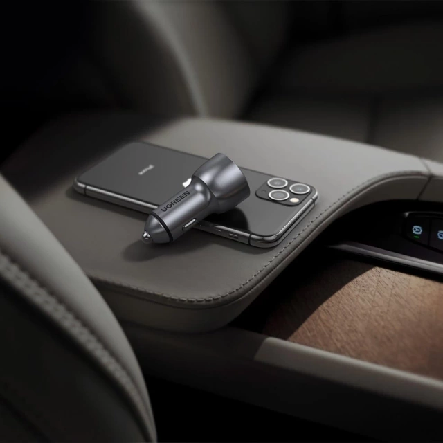 Ugreen nabíjačka do auta USB / USB Type C Quick Charge 3.0 Napájanie 36 W 3 A šedá (CD213 60980)