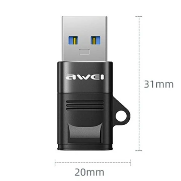 Adapter AWEI  CL-13 USB-C/USB-A czarny/black