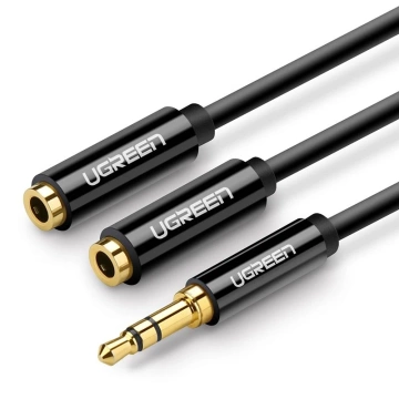 Cable UGREEN cable headphone splitter 3.5 mm mini jack AUX 25cm black (20816)