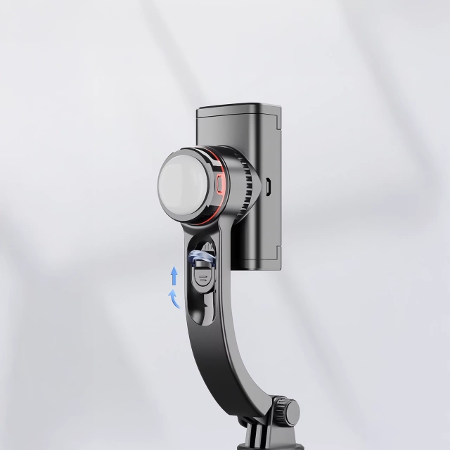 Gimbal stabilny Statyw z pilotem Bluetooth Selfie Stick Lampą LED oświetleniem obrotowy 360° 70cm Techsuit L19s Czarny