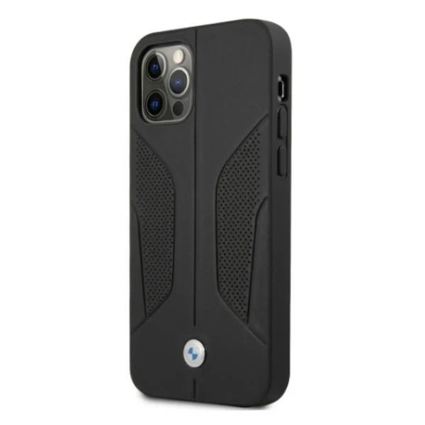 Etui BMW BMHCP12MRSCSK do Apple iPhone 12/12 Pro 6,1" pevné puzdro kožené perforované strany