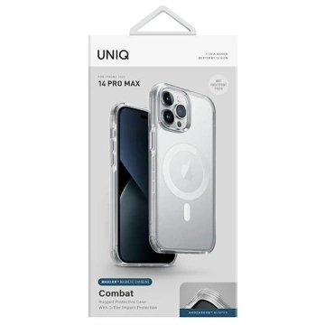 UNIQ Combat pouzdro iPhone 14 Pro Max 6,7" Magclick Charging transparentní/holubičí saténové čiré