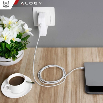 Зарядний пристрій для Apple MacBook Alogy Універсальний зарядний кабель 2 м USB-C до USB-C Швидка зарядка PowerDelivery PD 61W Білий