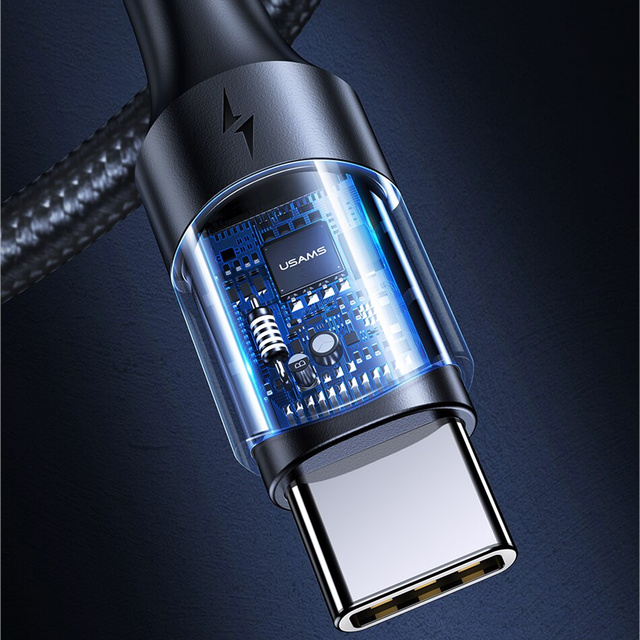 USAMS USB-C na USB-C 100W PD Fast Charge QC FCP 3m černý kabel