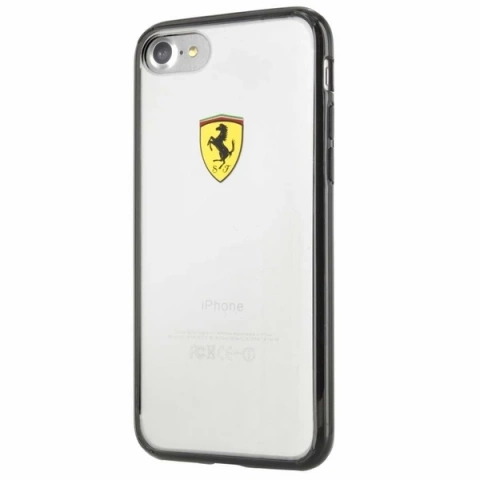 Obal na telefon Ferrari Hardcase iPhone 7/8/SE 2020 / SE 2022 černý/průhledný Racing Shield