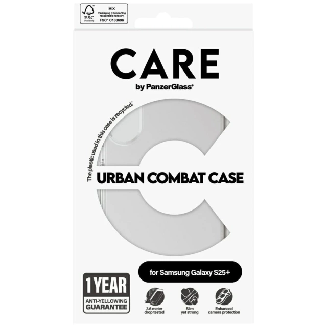 Прозорий чохол для Samsung Galaxy S25 CARE від PanzerGlass Flagship Urban Combat White QI