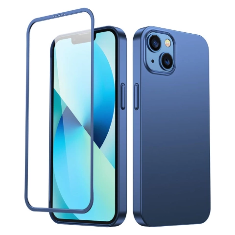 Joyroom 360 Full Case Cover for iPhone 13 Back Cover and Front Cover Tempered Glass blue (JR-BP927 blue)