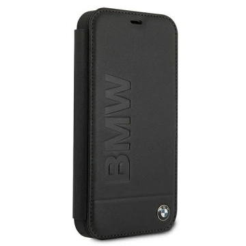 Pouzdro na telefon BMW BMFLBKP12SSLLBK pro Apple iPhone 12 Mini 5,4" Black/Black Book Signature
