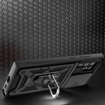 Броньований чохол з кришкою камери Alogy Camshield Stand Ring для Samsung Galaxy S22 Ultra чорний
