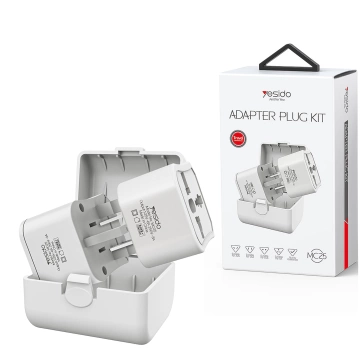 Reiseadapterstecker Universal 750W Steckdosensteckerset Adaptersteckerset CN US EU UK Weiß