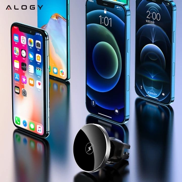 Držiak do auta 2 v 1 s indukčnou nabíjačkou Alogy Airvent MagSafe QI Charger pre MagSafe 15 W na mriežku Čierna