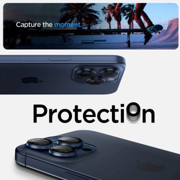 KRYT NA FOTOAPARÁT SPIGEN OPTIK.TR OCHRANA FOTOAPARÁTU „EZ FIT“ 2 BALENIE IPHONE 14 PRO / PRO MAX / 15 PRO / PRO MAX BLUE TITANIUM