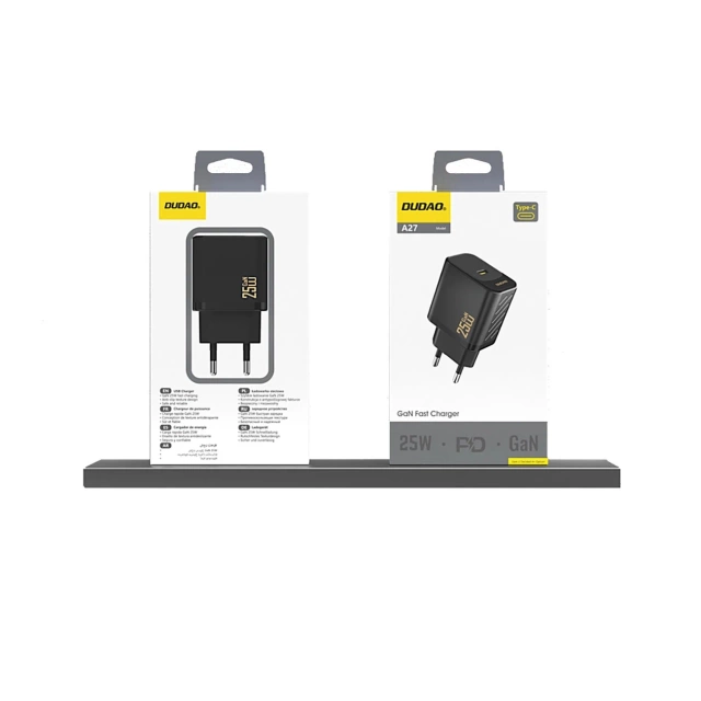 Dudao A27 25W GaN USB-C Wall Charger | Compact, Fast - Black