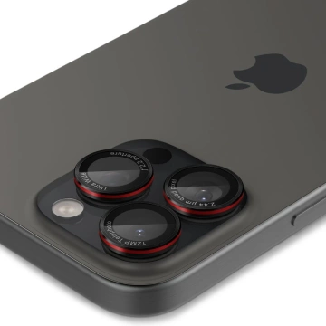 Spigen Optik Pro L-séria Glas.Tr "Ez Fit" chránič fotoaparátu 2-balenie pre iPhone 14 Pro / Pro Max / 15 Pro / Pro Max / 16 Pro / 16 Pro Max čierny