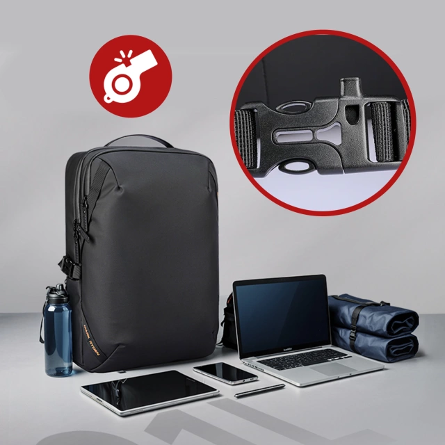 Mark Ryden 15.6" Laptop Travel Backpack, Waterproof, 21L Capacity, with Keychain and Whistle, 44 x 29 x 17 cm – Black