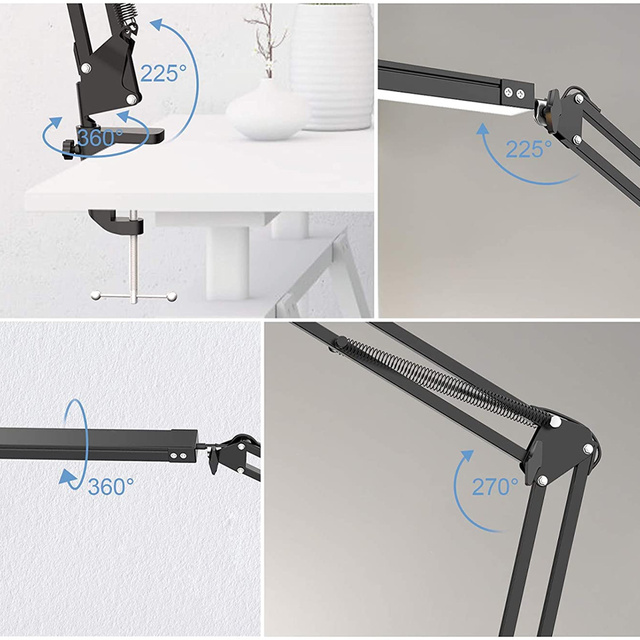 Настільна світлодіодна лампа Alogy Dreslarska USB з регульованим довгим кронштейном для стільниці Чорна