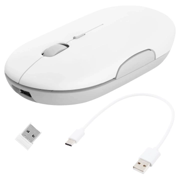 Alogy kabellose Maus, kleine ergonomische Maus für Laptop-PC, Bluetooth 2,4 GHz, leise, weiß