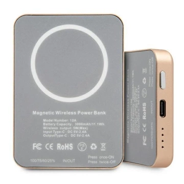 Guess Inductive Power Bank 5W GUPBMSVSLG 3000mAh gold/gold MagSafe