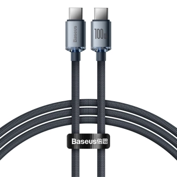 Baseus Crystal Shine Series kabel USB kabel pro rychlé nabíjení a přenos dat USB Typ C - USB Typ C 100W 1,2 m černý (CAJY000601)