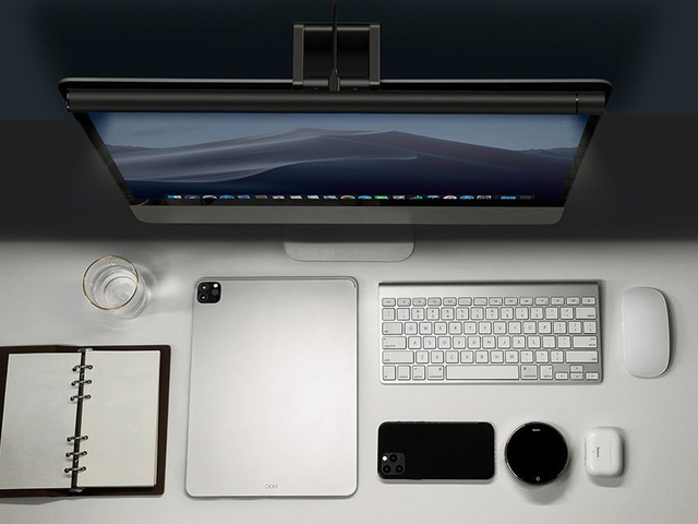 Adjustable LED lamp for the Baseus I-Wok Pro computer monitor with clip Black